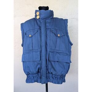 💜Vintage Kettle Creek Canvas Vest Blue Utility Puffer Made in Canada L XL